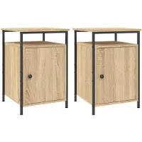 vidaXL Nachtkastjes 2 st 40x42x60 cm bewerkt hout sonoma eikenkleurig