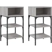vidaXL Nachtkastjes 2 st 35x34,5x70 cm bewerkt hout grijs sonoma eiken