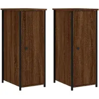 vidaXL Nachtkastjes 2 st 32x42x80 cm bewerkt hout bruin eikenkleur