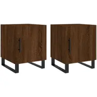 vidaXL Nachtkastjes 2 st 40x40x50 cm bewerkt hout bruin eikenkleur