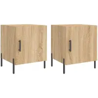 vidaXL Nachtkastjes 2 st 40x40x50 cm bewerkt hout sonoma eikenkleurig