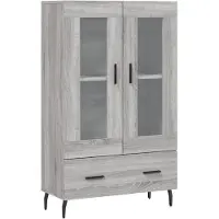 vidaXL Hoge kast 69,5x31x115 cm bewerkt hout grijs sonoma eikenkleurig