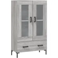 vidaXL Hoge kast 69,5x31x115 cm bewerkt hout grijs sonoma eikenkleurig