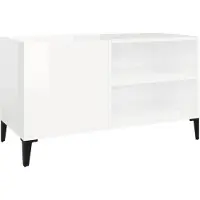 vidaXL Platenkast 84,5x38x48 cm bewerkt hout hoogglans wit