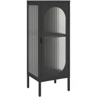 vidaXL Dressoir, zwart, 40x35x105 cm, glas en staal