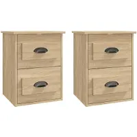 vidaXL Nachtkastjes 2 st wandgemonteerd 41,5x36x53 cm sonoma eiken