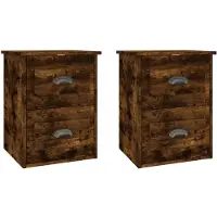 vidaXL Nachtkastjes 2 st wandgemonteerd 41,5x36x53 cm gerookt eiken