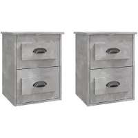 vidaXL Nachtkastjes 2 st wandgemonteerd 41,5x36x53 cm betongrijs