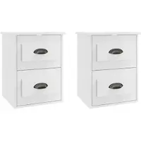 vidaXL Nachtkastjes 2 st wandgemonteerd 41,5x36x53 cm hoogglans wit