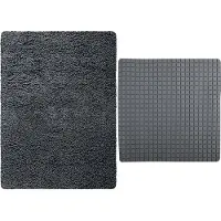 MSV Douche anti-slip/droogloop matten - Venice badkamer set - rubber/microvezel - donkergrijs