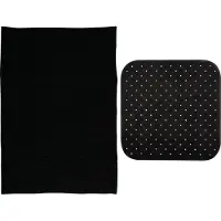 MSV Douche anti-slip mat en droogloop mat - Sevilla badkamer set - rubber/microvezel - zwart