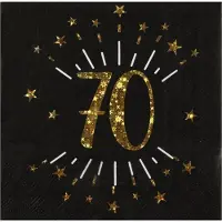 SANTEX Verjaardag feest servetten leeftijd - 10x - 70 jaar - goud - 33 x 33 cm