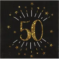 SANTEX Verjaardag feest servetten leeftijd - 10x - 50 jaar - goud - 33 x 33 cm - Abraham/Sarah