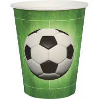 SANTEX voetbal thema feest wegwerp bekertjes - 10x stuks - 270 ml - karton - EK/WK themafeest