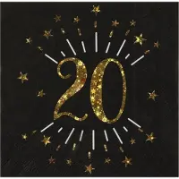 SANTEX Verjaardag feest servetten leeftijd - 10x - 20 jaar - goud - 33 x 33 cm