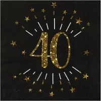 SANTEX Verjaardag feest servetten leeftijd - 10x - 40 jaar - goud - 33 x 33 cm