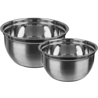 Secret De Gourmet Set 2x stuks beslagkommen/mengkommen RVS 4,5L/1L met antislip - Mengkommen