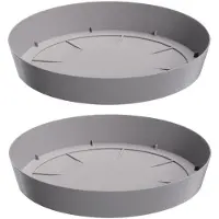 Prosperplast Opvangschaal/onderschaal bloempot/plantenpot - 4x - lichtgrijs - rond - Dia 15,5 cm - Plantenpotten