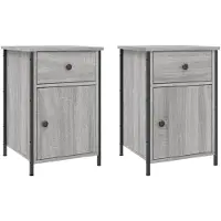 vidaXL Nachtkastjes 2 st 40x42x60 cm bewerkt hout grijs sonoma eiken