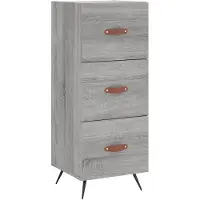 vidaXL Dressoir 34,5x34x90 cm bewerkt hout grijs sonoma eikenkleurig