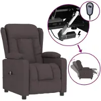 vidaXL Fauteuil verstelbaar elektrisch stof donkerbruin
