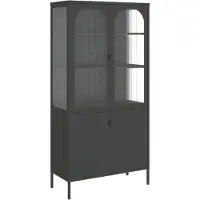 vidaXL Hoge kast 90x40x180 cm glas en staal zwart