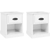 vidaXL Nachtkastjes 2 st 39x39x47,5 cm bewerkt hout hoogglans wit