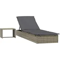vidaXL Ligbed met tafel 1 st poly rattan grijs