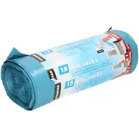 Papstar 15x stuks afvalzakken/vuilniszakken - 240 liter - blauw - containerzakken - Vuilniszakken