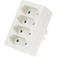 Perel Fiche multiple, 4 prises euro eb14