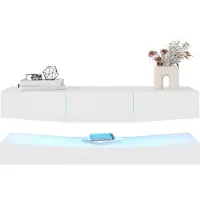 Merax TV Meubel met LED Verlichting - Zwevende TV Kast - Hangend TV-Meubel - Wit