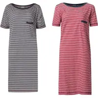 Lunatex - 2 dames nachthemden korte mouw 224150 - navy en rood - maat XL