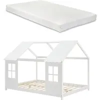 En.casa Kinderbed Tostedt huisbed met matras wit 120x200 cm []