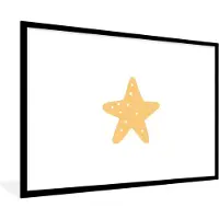 PosterMonkey Poster in lijst voor kids - Wanddecoratie kinderkamer - Schilderij voor kinderen - Ster - Meisjes - Jongens - Oranje - Stippen - 120x80 cm