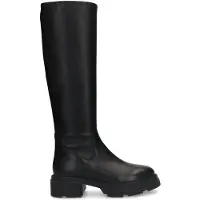 Manfield Zwarte leren hoge laarzen met half stretch | Maat 40
