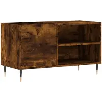 vidaXL - Platenkast - 85x38x48 - cm - bewerkt - hout - gerookt - eikenkleurig