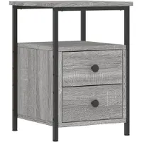 vidaXL Nachtkastje 34x35,5x50 cm bewerkt hout grijs sonoma