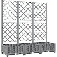 vidaXL Plantenbak met latwerk 120x40x121,5 cm polypropeen lichtgrijs