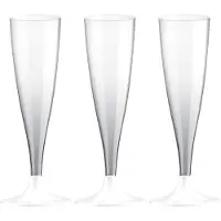 SANTEX Champagneglazen/flutes - set 30x - kunststof - 140 ml - herbruikbaar - witte voet - Champagneglazen