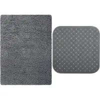 MSV Douche anti-slip/droogloop matten - Venice badkamer set - rubber/microvezel - donkergrijs