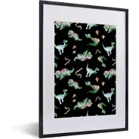 PosterMonkey Fotolijst incl. Poster - Dinosaurus - Patroon - Kinderkamer - Jongens - Meisjes - Kinderen - Kids - 30x40 cm - Posterlijst