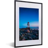 PosterMonkey Fotolijst - Poster - Vuurtoren - Water - Stenen - Lucht - 40x60 cm