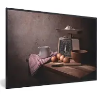 PosterMonkey Fotolijst incl. Poster - Stilleven - Koken - Weegschaal - Eieren - Keuken - 60x40 cm - Posterlijst