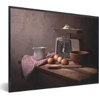 PosterMonkey Fotolijst incl. Poster - Stilleven - Koken - Weegschaal - Eieren - Keuken - 40x30 cm - Posterlijst
