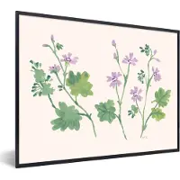 PosterMonkey Fotolijst incl. Poster - Bloemen - Planten - Beige - Roze - 40x30 cm - Posterlijst
