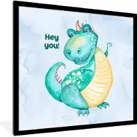 PosterMonkey Fotolijst incl. Poster - Dinosaurus - Quotes - Kinderkamer - Jongens - Meisjes - Kinderen - 40x40 cm - Posterlijst