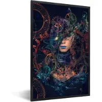 PosterMonkey Vrouw - Abstract - Tandwielen - Kleur - Fotolijst - 40x60 cm - Kader