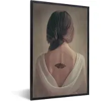 PosterMonkey Posterlijst - Poster - Vrouw - Vlinder - Haar - 60x90 cm - Fotolijst - Kader