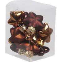 Othmar decorations Kerstornamenten - sterren - 12x st - mahonie bruin - 4 cm - glas - kerstversiering