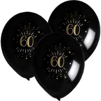 SANTEX verjaardag leeftijd ballonnen 60 jaar - 24x stuks - zwart/goud - 23 cm - Feestartikelen